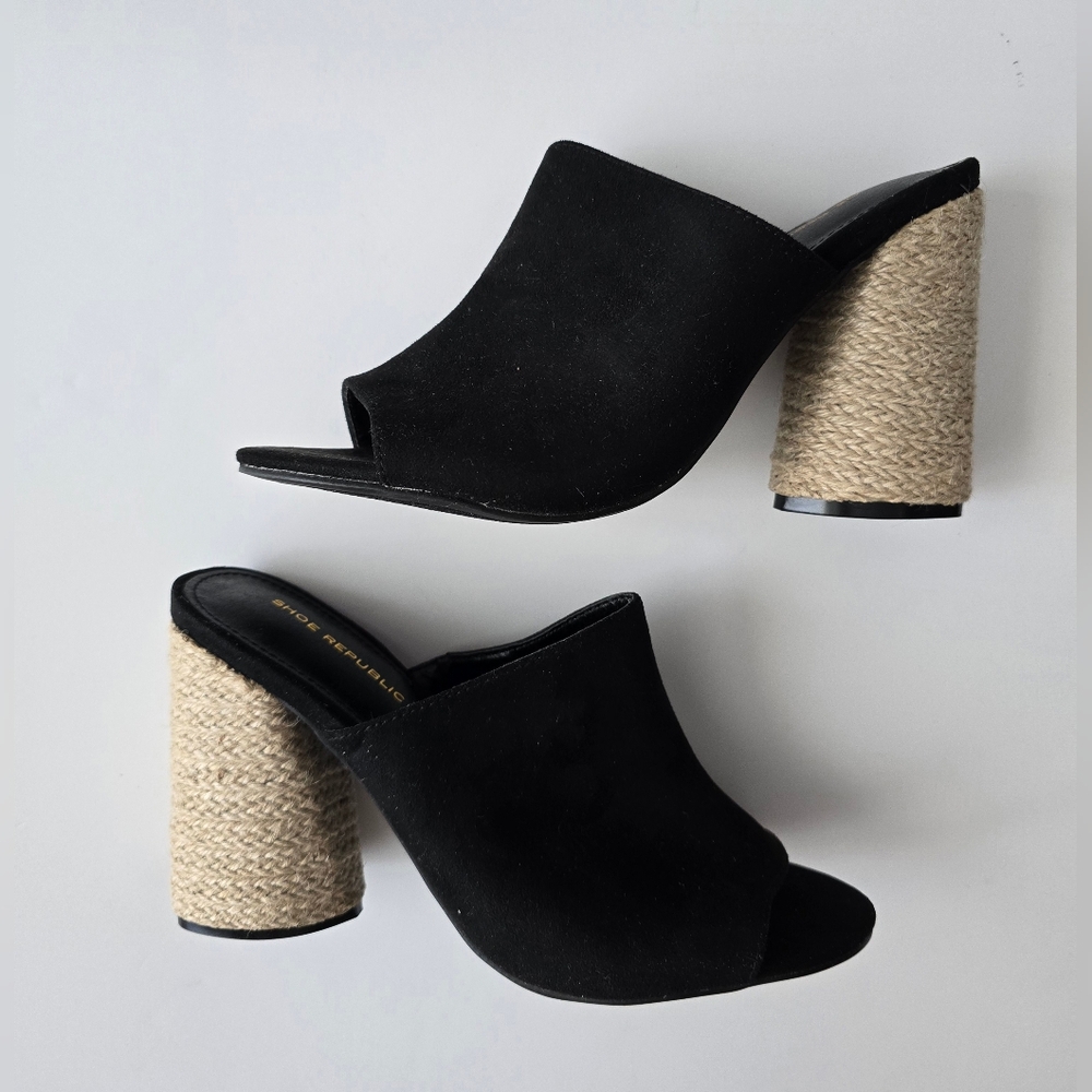 Open Toe Block Heel Mules - Picture 2 of 5